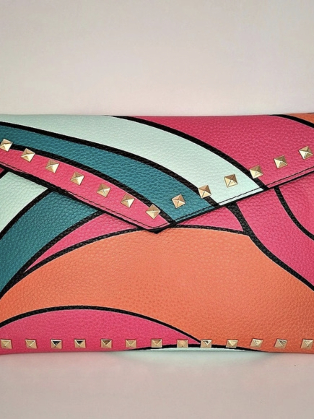 BeautyBio By Giuliana Color Block Studded Clutch